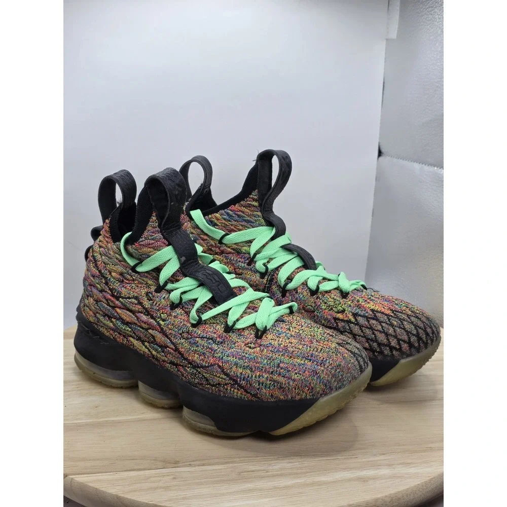 Youth Size 4Y Nike LeBron 15 Shoes Multicolor Flyknit Basketball 922811-901 Rare - Picture 5 of 9